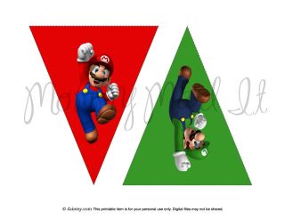 Inspired Party Kit Cupcake Toppers Water Bottle Wrapper Luigi