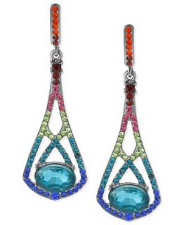 Haskell Earrings, Hematite Tone Multi Color Beaded Teardrop Earrings
