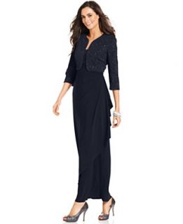 Alex Evenings Petite Dress and Jacket, Sleeveless Glittered Gown
