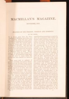 scarce set of the first ten volumes of Macmillans Magazine.