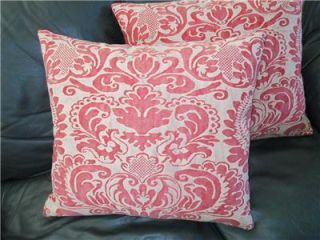 FORTUNY Stamped Sevigne Design Throw Pillows Red Ivory Custom Designer
