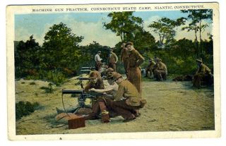 Machine Gun Practice Postcard Connecticut State Camp Niantic