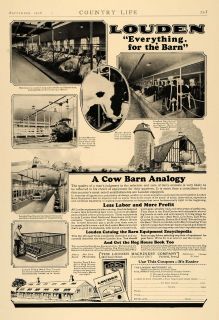 1928 Ad Louden Machinery Farm Cow Barn Fairfield Iowa   ORIGINAL