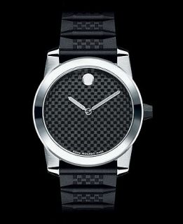 Movado Watch, Mens Swiss Black Rubber and Carbon Fiber Strap 40mm