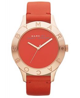 Marc by Marc Jacobs Watch, Womens Tomato Red Leather Strap 40mm