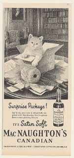 1951 Macnaughtons Whisky Surprise Package Kitten Ad