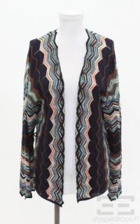 Missoni Blue Pink Chevron Knit Cardigan Size I 44
