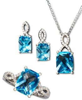 Sterling Silver Jewelry Set, Blue Topaz (7 1/2 ct. t.w.) and White