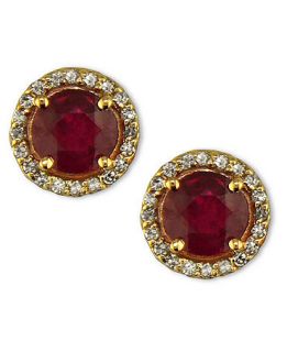 Effy Collection 14k Rose Gold Earrings, Ruby (2 ct. t.w.) and Diamond