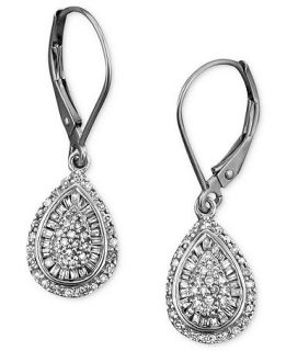 Diamond Earrings, 14k White Gold Diamond Teardrop (1/2 ct. t.w