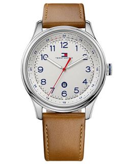 Tommy Hilfiger Watch, Mens Brown Leather Strap 44mm 1710311   All