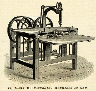 1874 Print Greenwich Woodworking Machine Antique Tool