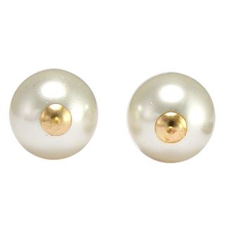 14k Yellow Gold Simulated Pearl Bead Earring Charms E633