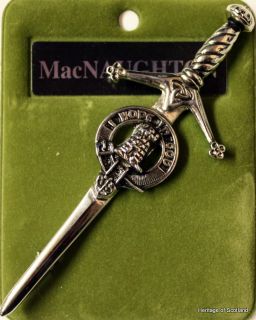 Macnaughton Clan Crest Chrome Celtic Kilt Pin Scottish