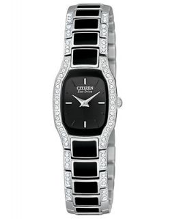 Citizen Watch, Womens Eco Drive Stainless Steel and Black Enamel
