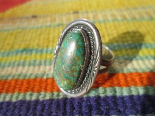 VTG Navajo Manassa ? Turquoise Sterling Silver Signed Ring Signed M