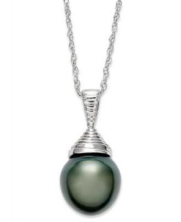 Pearl Necklace, Sterling Silver Cultured Tahitian Pearl Pendant (10