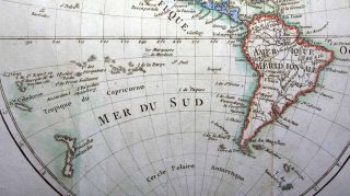 1780 Bonne World Map Pre Cook Cartography 2 Hemispheres