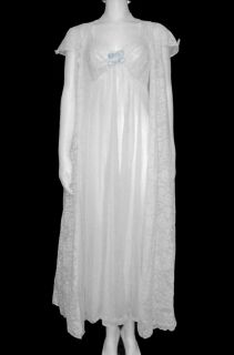 Lace Nightgown and Robe Peignoir Set Vtg Alice Maloof Mint