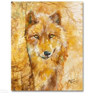 Golden Autumn Wolf Abstract Original by Marcia Baldwin