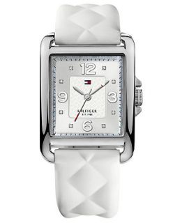 Tommy Hilfiger Watch, Womens White Quilted Silicone Strap 45x32mm