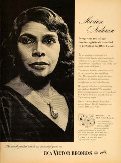 1947 Ad Marian Anderson Black Singer RCA Victor Records   ORIGINAL