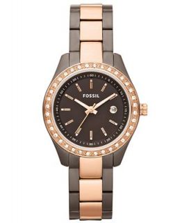 Fossil Watch, Womens Mini Stella Brown and Rose Gold Ion Plated