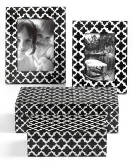 Purva Jewelry Boxes, Set of 2 Black and White Quatrefoil   Collections