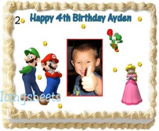 Mario Birthday Party Supplies on Super Mario Brothers Frosting Edible Image Icing Cake Topper Birthday