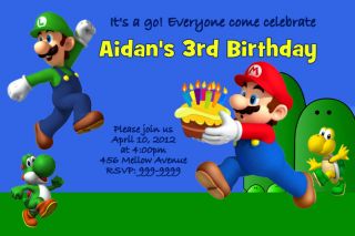 15 Mario Brothers Luigi Birthday Invitations w Envelope Cardstock