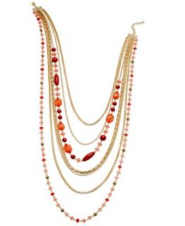 Haskell Necklace, Gold Tone Multicolor Bead Long Necklace   Fashion