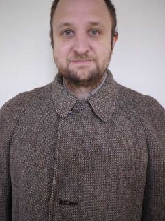 Vtg 50s Harris Tweed Wool Mens Overcoat Full Length