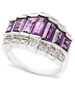 Sterling Silver Ring, Amethyst (3 ct. t.w.) and Diamond Accent   Rings