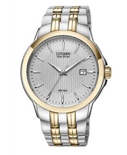 Citizen Watch, Mens Eco Drive Two Tone Stainless Steel Bracelet 39mm