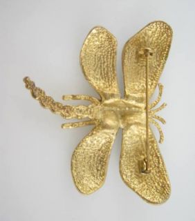New Marlyn Schiff Gold Tone Green Enamel Dragonfly Pin