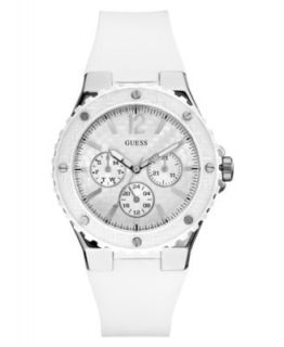 GUESS Watch, Womens White Silicone Strap 40mm U12652L1   Womens
