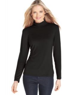 Karen Scott Petite Sweater, Long Sleeve Mock Turtleneck   Womens