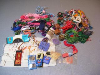 Vintage Lot of Embroidery Floss 35 Needles Solids Variegated Colors