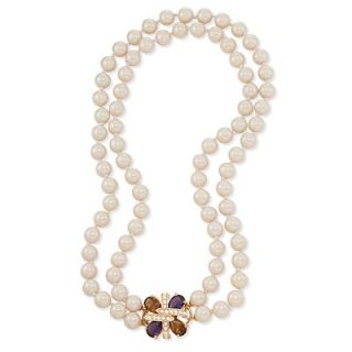 Carolee Necklace, 12k Gold Plated Imitation Pearl Two Row Statement