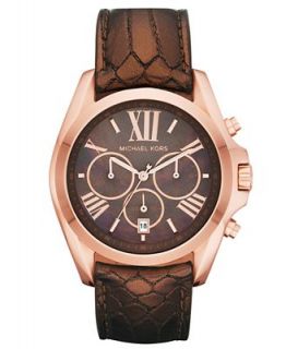 Michael Kors Watch, Womens Chronograph Brown Snake Embossed Leather