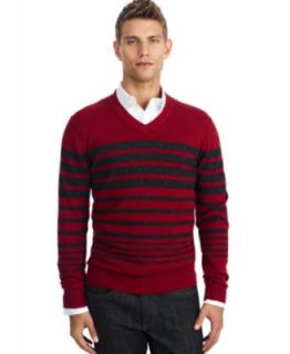 Kenneth Cole Reaction Sweater, Long Sleeve V Neck Marled Stripe