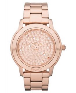 DKNY Watch, Womens Rose Gold Tone Stainless Steel Bracelet 44mm