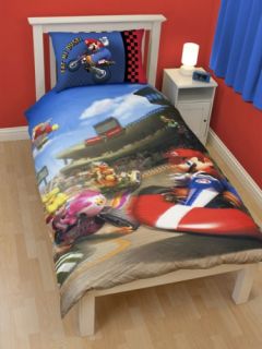 Nintendo Super Mario Kart Race Reversible Panel Single Bed Duvet Quilt