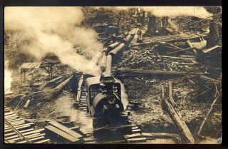 Postal History RPPC Logging Railroad 1910 Meskill Lewis County