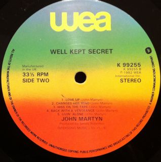 John Martyn Well Kept Secret LP VG K 99255 Vinyl 1982 Record
