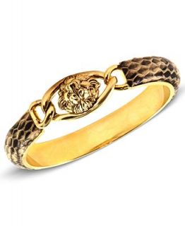 Anne Klein Bracelet, Gold tone Snake Leather Bangle Bracelet