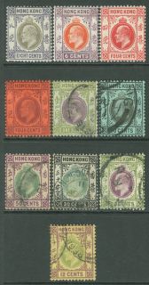 HONG KONG  1904 06. Stanley Gibbons #78//96 All diff. group of 4 Mint