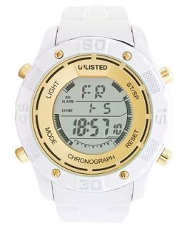 Unlisted Watch, Mens Digital White Silicone Strap 47mm UL1215