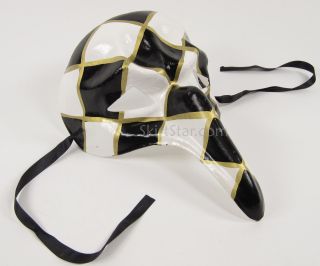 Venetian Mask Masquerade Black White Checkered Capitano Carnivale Mens