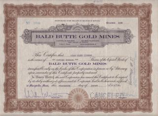 1933 Marysville Montana Gold Mining Company